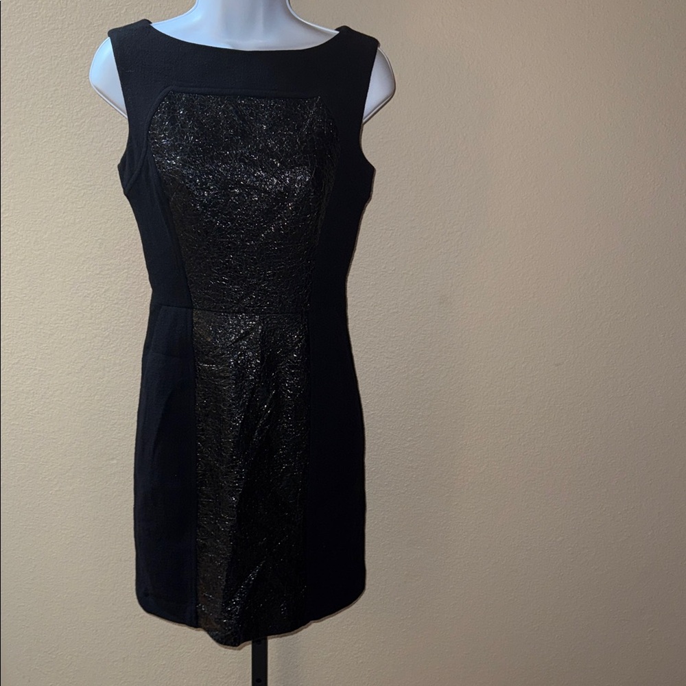 Milly of New York Black Cocktail Frint Patent Insert Dress Women’s Sz 0 *Defect*